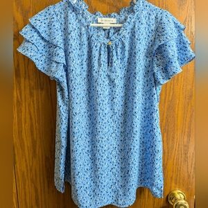 Liz Claiborne Blue Ruffle Sleeve Blouse